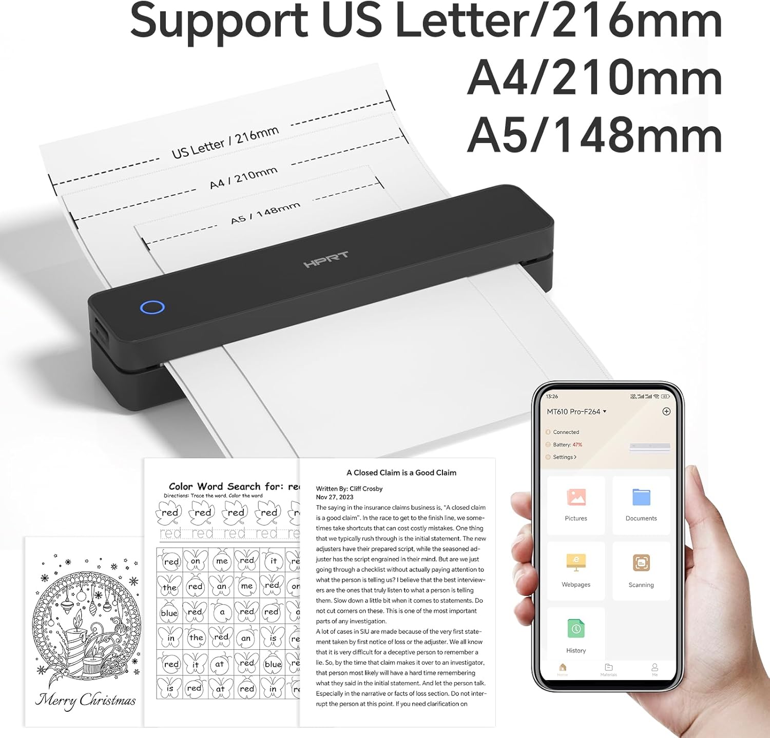 Inkless Portable Printer